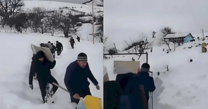 В Лерике из за обильного снегопада покойную сестру шехида не могли похоронить в течение трёх дней