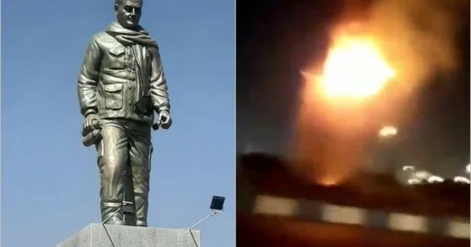 Qasım Süleymaninin yandırılan heykəli bərpa edilir VİDEO