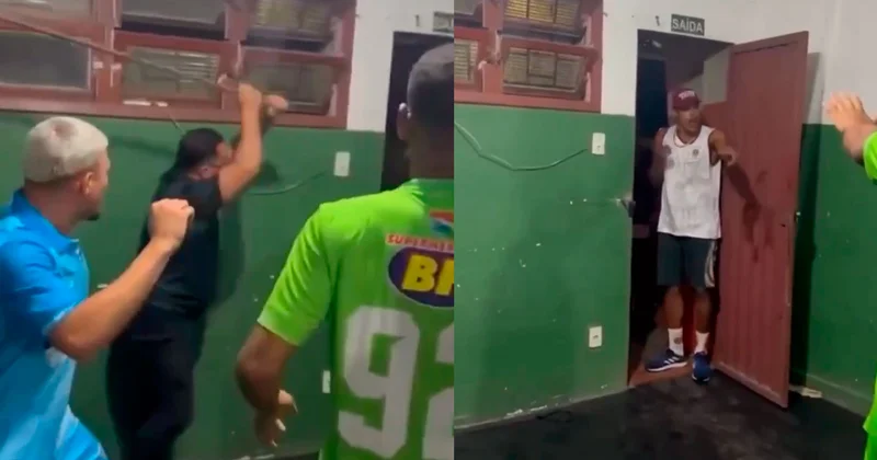 Braziliyada qalmaqal: futbolçular paltardəyişmə otağını armaturlarla qorudu VİDEO