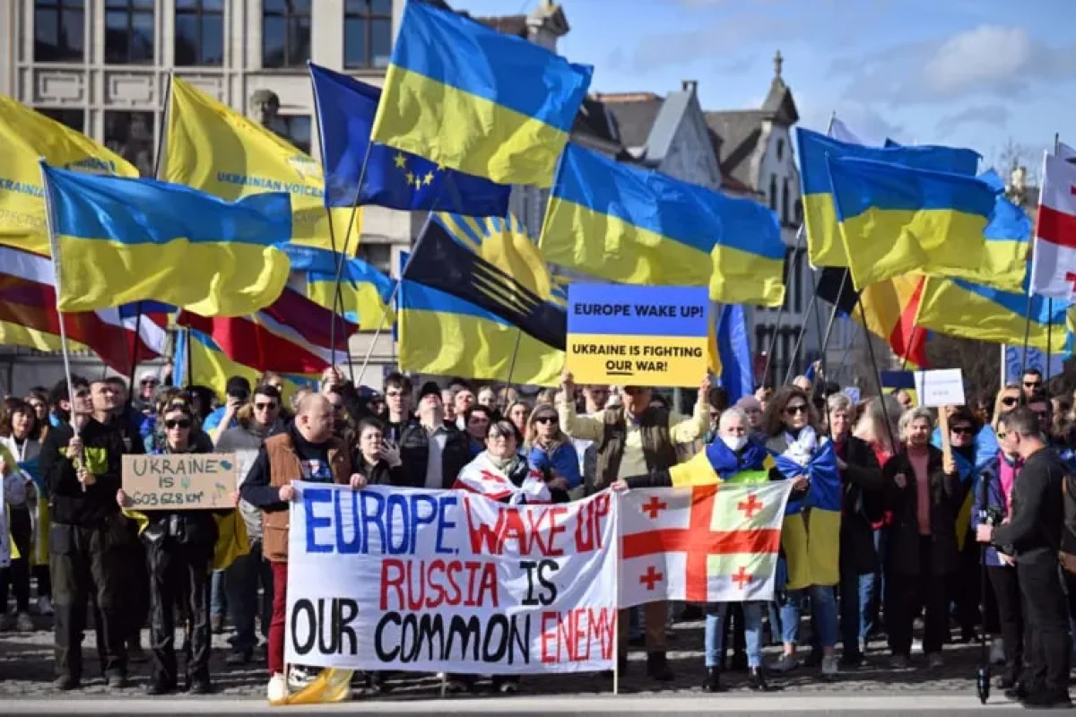 В Праге и Брюсселе митинги в поддержку Украины