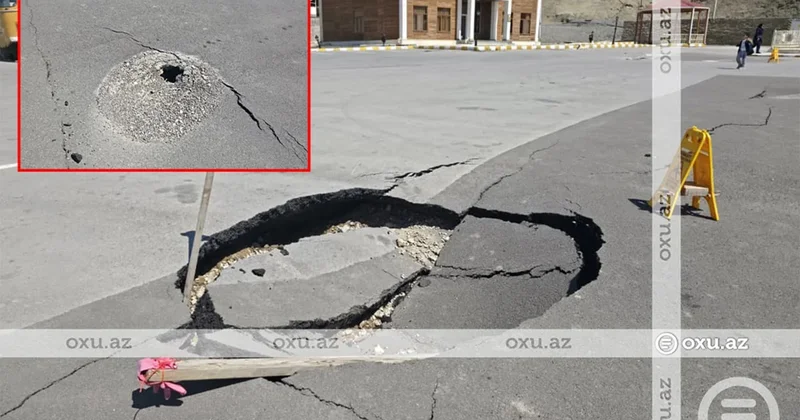 Naxçıvan şəhərində SÜRÜŞMƏ: Ərazidə böyük çatlar YARANDI FOTO