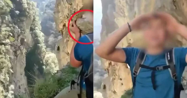 Turist dərəyə daş atdığına görə bütün pulunu itirə bilər SƏBƏB