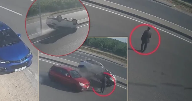 Bakıda yolu keçən yaşlı kişi dəhşətli qəzaya səbəb oldu ANBAAN VİDEO