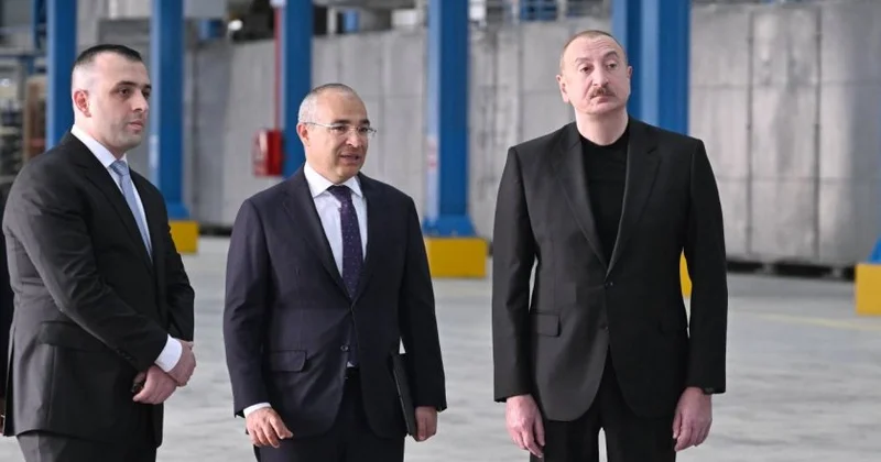 İlham Əliyev Goranboya gedib, “Konstralab Industries” QSC nin tikinti materialları istehsalı müəssisəsinin açılışında iştirak edib