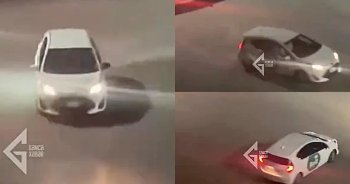 Gəncədə “ruçnoy” çəkib “hoqqa” verən taksi sürücüsü qəza törətdi VİDEO