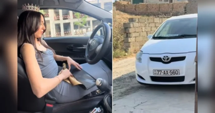 Nə kəmər taxır, nə yola baxır: Əllərini sükandan çəkib görün nə etdi VİDEO