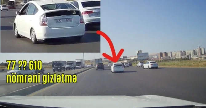 Bakı Suqamyıt yolunda Prius nömrəsini örtərək qaydaları belə pozdu ANBAAN VİDEO