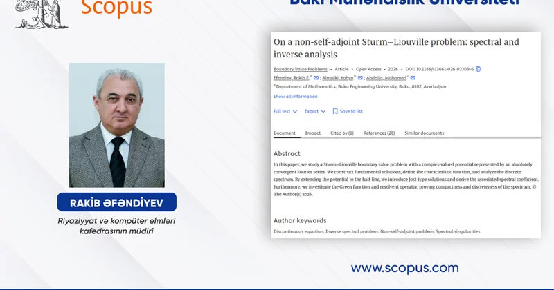 BMU əməkdaşının məqaləsi Q1 kateqoriyalı beynəlxalq jurnalda dərc olunub