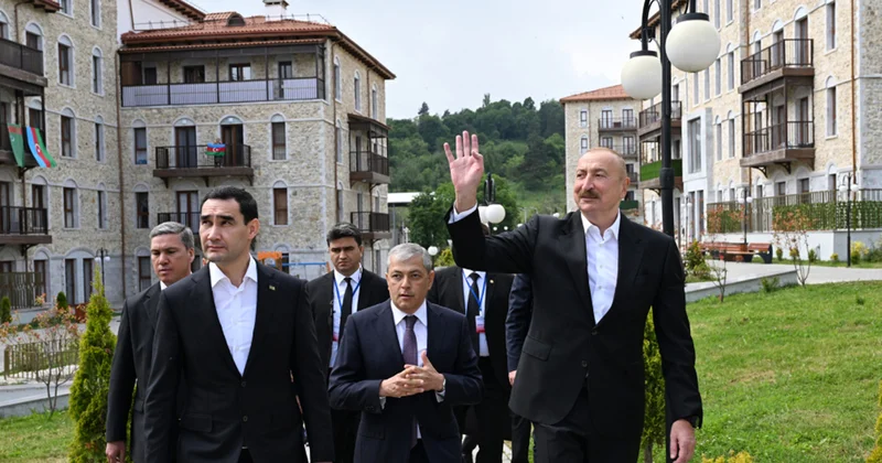 Prezidentlər Şuşada inşa edilmiş birinci yaşayış kompleksində Fotolar