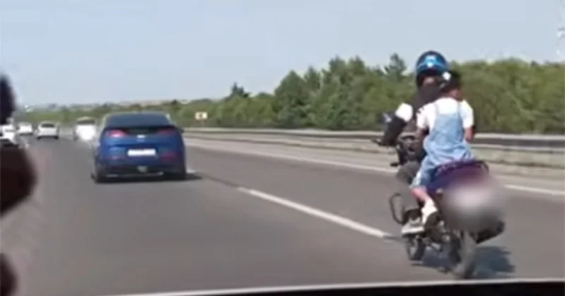 Övladını təhlükəli vəziyyətdə motosikletlə aparan ata saxlanıldı VİDEO