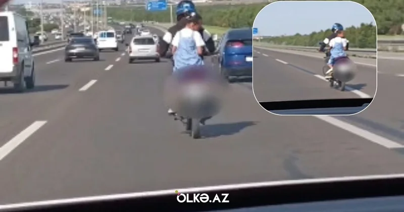 Özü kaska taxdı, azyaşlını təhlükəyə atdı ANBAAN VİDEO