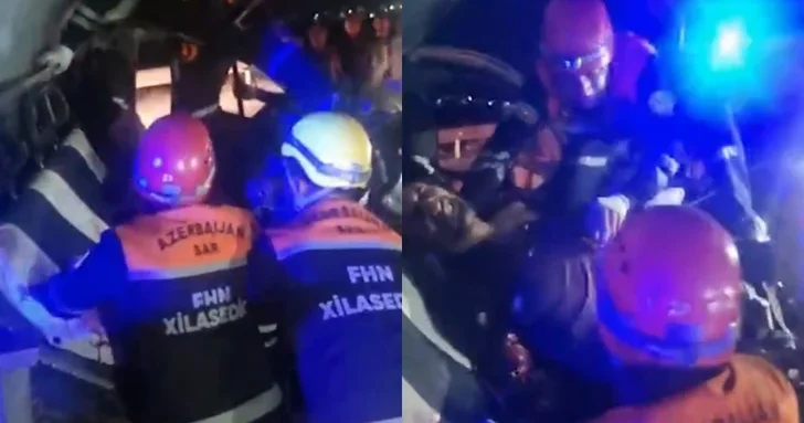 Спасатели вызволили зажатого в автомобиле мужчину в Гарадагском районе