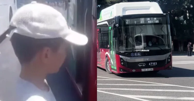 211 nömrəli marşrutda İNSİDENT Sürücü autizmli uşağı avtobusdan düşürdü VİDEO