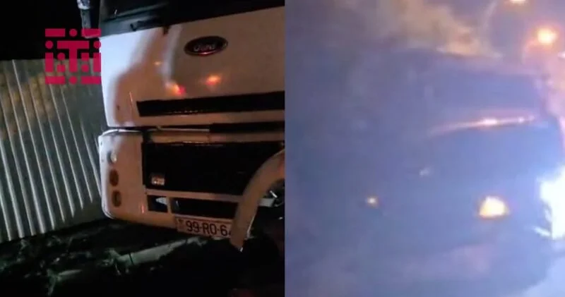 Mingəçevirdə çimərlikdən şəhərə enən yük maşını qəza törətdi
