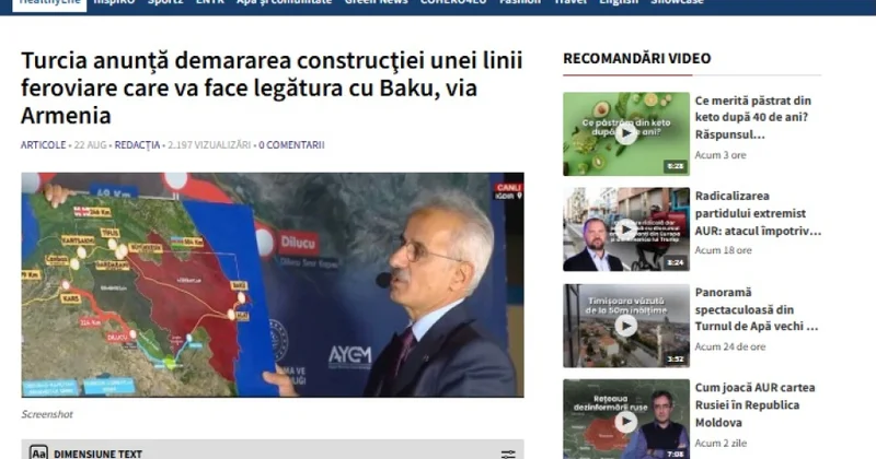 Rumıniya mediası: Türkiyə Bakı ilə dəmir yolu bağlantısının tikintisinə başlayır Zəngəzur dəhlizi reallaşır