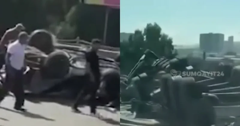Masazırda ağır qəza baş verib VİDEO