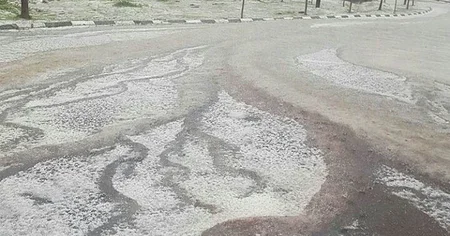 Bu rayona dolu düşdü: Yollara, ağaclara ziyan dəydi Video