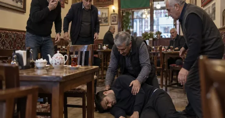 Oğuzda 2 uşaq atası kafedə qəfil öldü