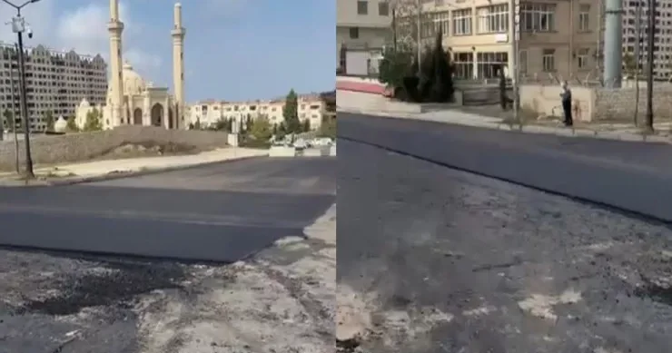 Bakıda yarımçıq asfalt çəkilib? Yolun o biri üzü keçilməz haldadır VİDEO