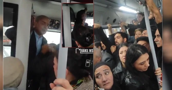 Bakıda avtobusda BİABIRÇILIQ Sürücü ilə sərnişinlər arasında mübahisə düşdü