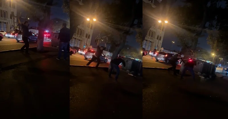 Yasamalda kişi əlibıçaqlı şəxsə iskələ ilə hücum etdi