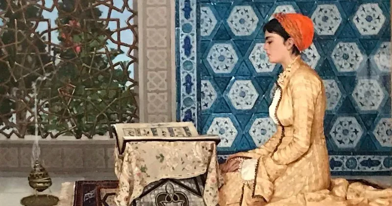 Quran Oxuyan Qız,1880 Ziddiyyətli qadın təsviri