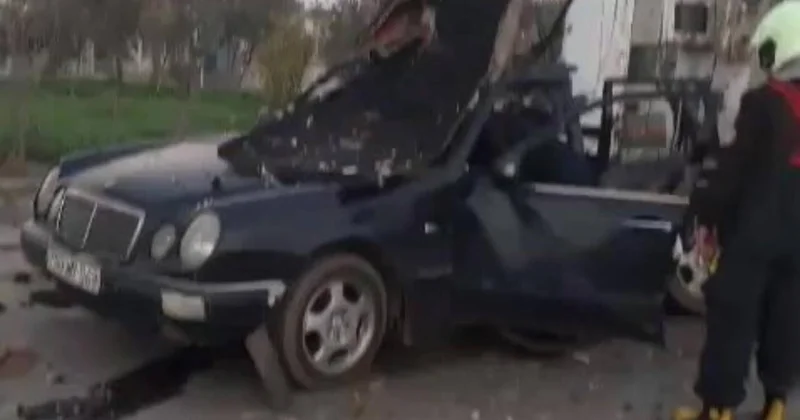 Mercedes in partladığı yerdən görüntülər VİDEO