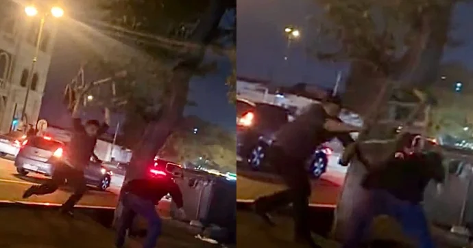 Yasamalda küçə davası: İki kişi bir birinə bıçaq və nərdivanla hücum etdi VİDEO