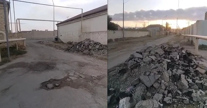 Asfaltı qazıb yolu bərbad hala saldılar Bir ildir düzəltmirlər