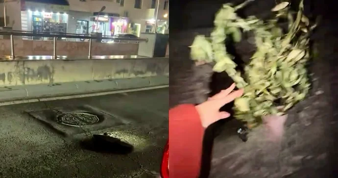 Bakıda xanım vətəndaş sürücüləri çuxurdan görün necə qorudu VİDEO