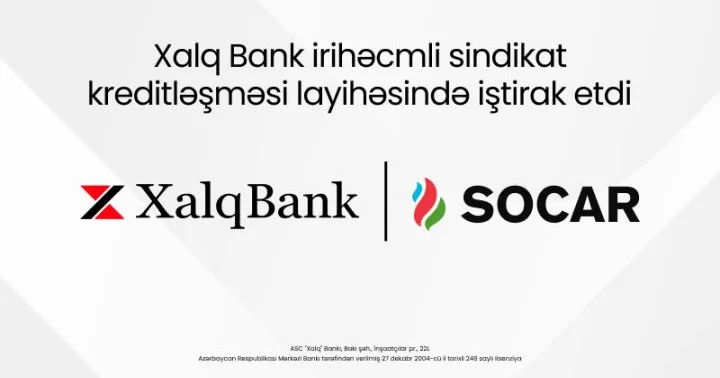 Xalq Bank 1,6 milyard dollarlıq beynəlxalq maliyyələşmə layihəsində iştirak edib