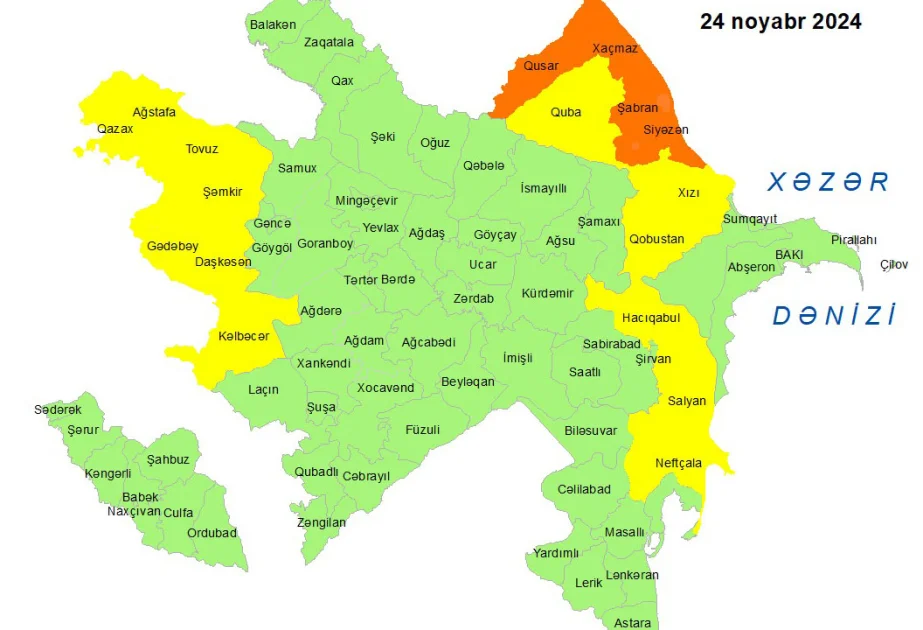 Küləkli hava şəraiti ilə bağlı sarı və narıncı xəbərdarlıq verilib