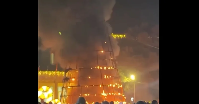 Праздничная ёлка в Гардабани вспыхнула во время церемонии Minval Politika