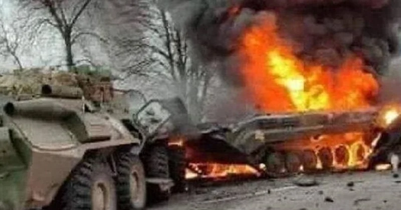 Ukraynanın “Azov“ qvardiyası işğalçı Rusiyanın tank kalonunu məhv etdi...