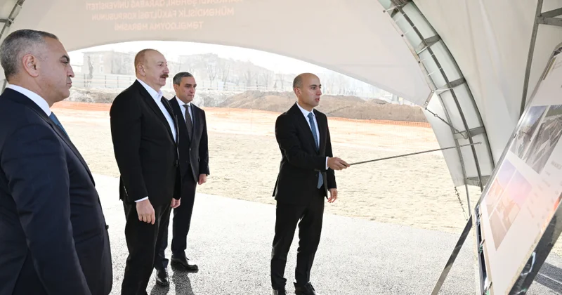 Президент Ильхам Алиев заложил фундамент здания инженерного факультета Карабахского университета в Ханкенди