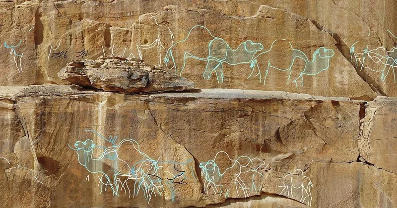 Ученые обнаружили древнейшие наскальные рисунки, которые служили картой для поиска воды ФОТО