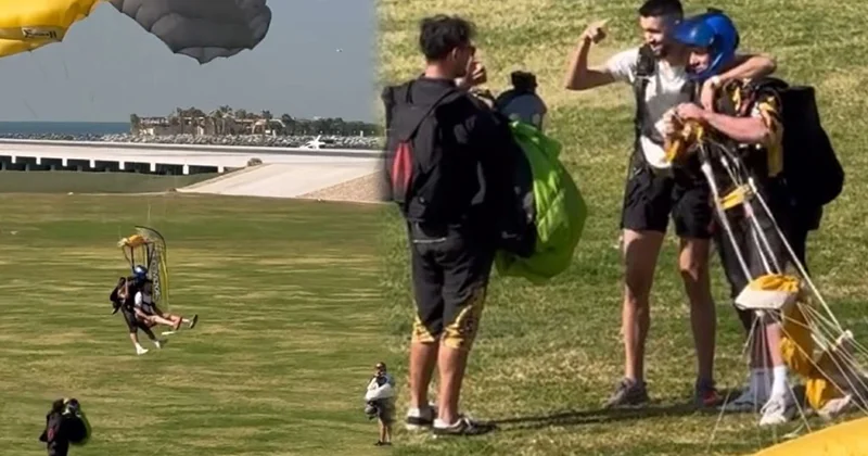 “Qarabağ”ın futbolçusu Dubayda paraşütlə tullandı Video
