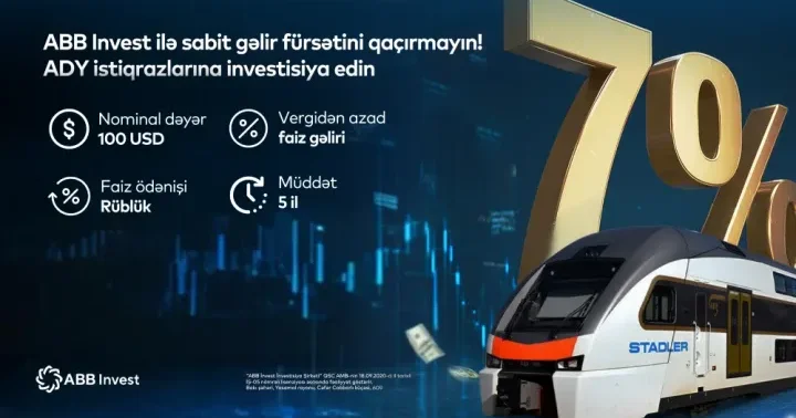 ABB İnvest dən USD ilə yeni investisiya imkanı: Azərbaycan Dəmir Yollarının istiqrazları artıq ABB mobile tətbiqində