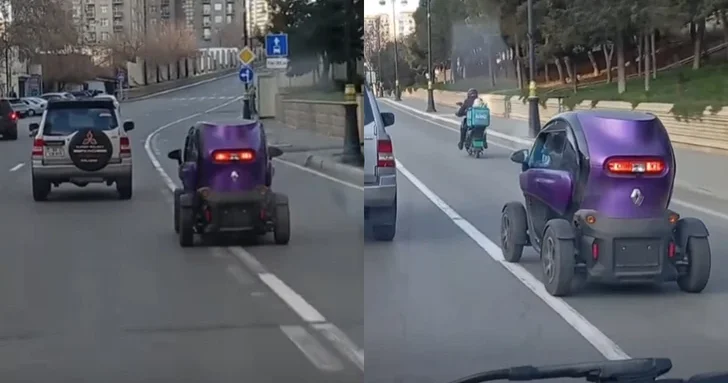 Тайный гость на дороге: в центре Баку был замечен необычный транспорт без номеров