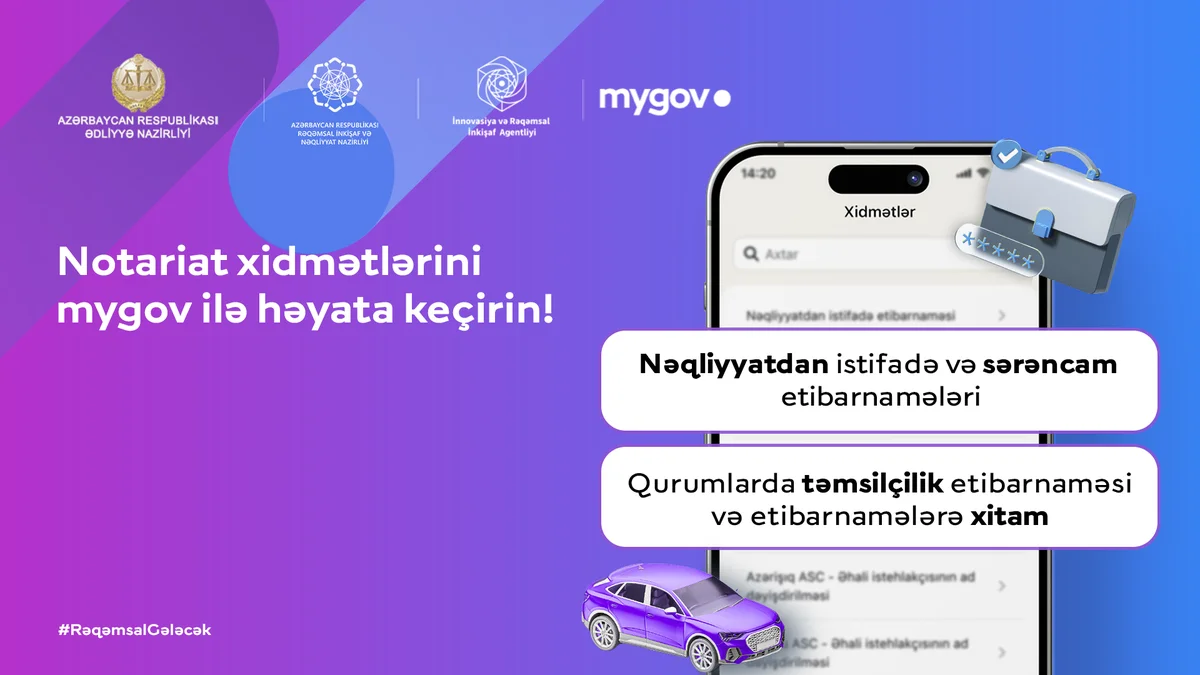 Avtomobillərlə bağlı etibarnamələr mygov üzərindən veriləcək