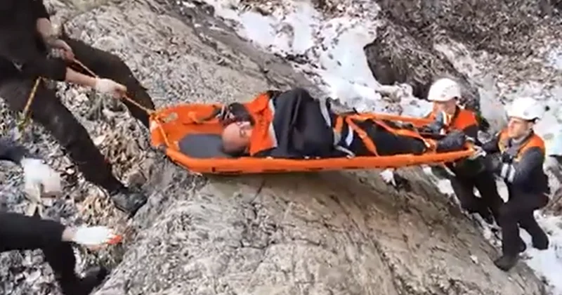 Qəbələdə dağda yıxılıb yaralandı Video