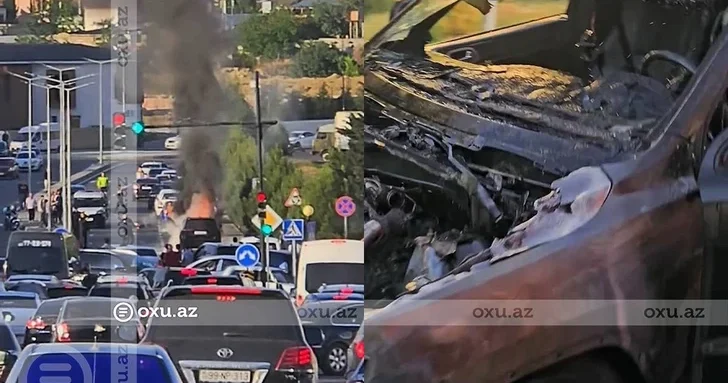 В Баку загорелся Jeep