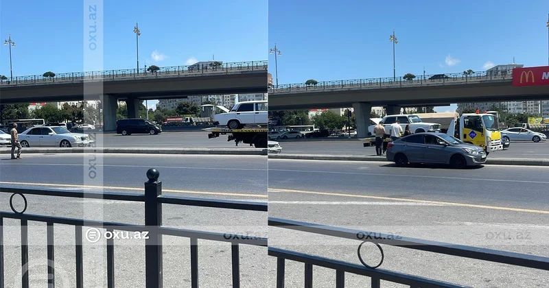 Bakıda zəncirvari qəza: Üç avtomobil toqquşub