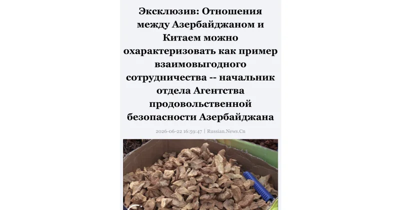 Sinxua: Azərbaycan və Çin ərzaq təhlükəsizliyi sahəsində əməkdaşlığı gücləndirirlər