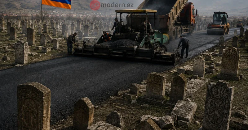 12 qəbiristanlığımızın üzərindən asfalt yol çəkilib