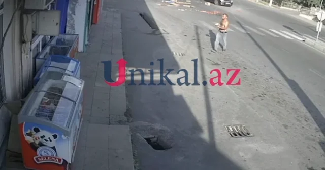 Qaxda mağazanın şüşəsini sındırıb, xuliqanlıq etdi VİDEO
