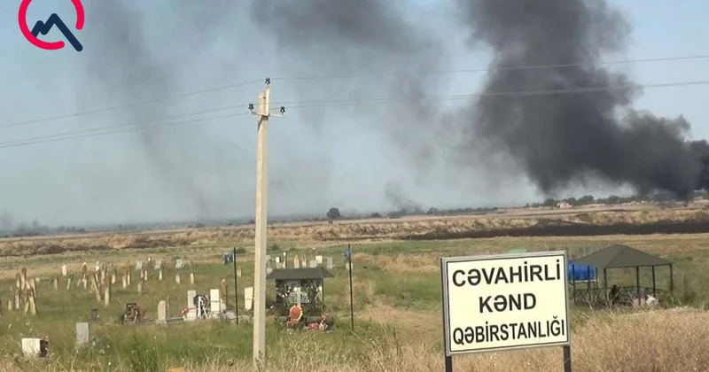 Cəvahirlidə qəbiristanlıq yanğından mühafizə olundu Fotolar