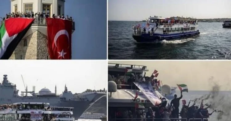 İstanbul boğazında Qəzzaya dəstək aksiyası keçirilib