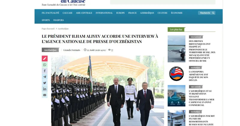 “LaGazetteaz” Prezident İlham Əliyevin Özbəkistan səfərinin mühüm məqamlarını işıqlandırıb