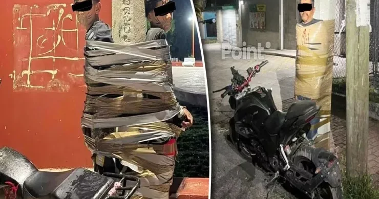 Motosiklet oğrularını tutub dirəklərə bağlayır Sirli QİSASÇI